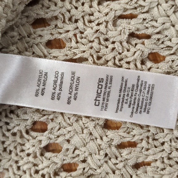 Chicos Tan Fringe Open Knit Cardigan Vest Size 2 Large - Picture 8 of 10